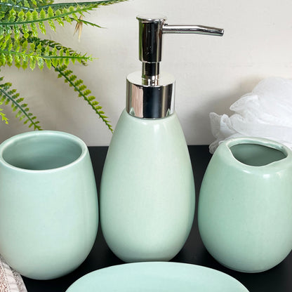 Pastel Green 4 Piece Bathroom Accessory Set