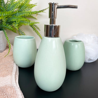 Pastel Green 4 Piece Bathroom Accessory Set