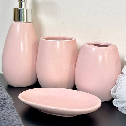 Pastel Pink 4 Piece Bathroom Accessory Set