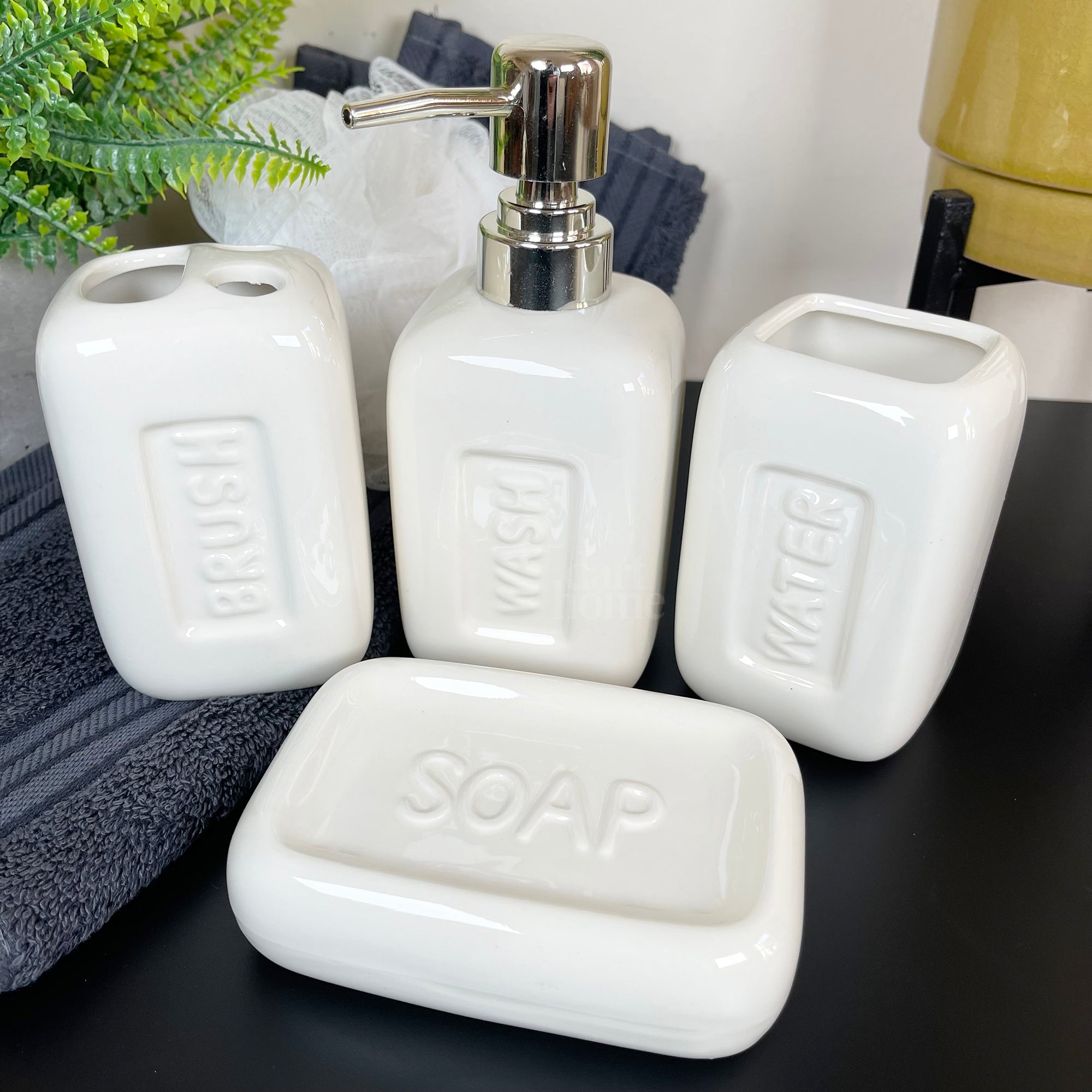 4 Piece Stadium Bathroom Accessory Set - White