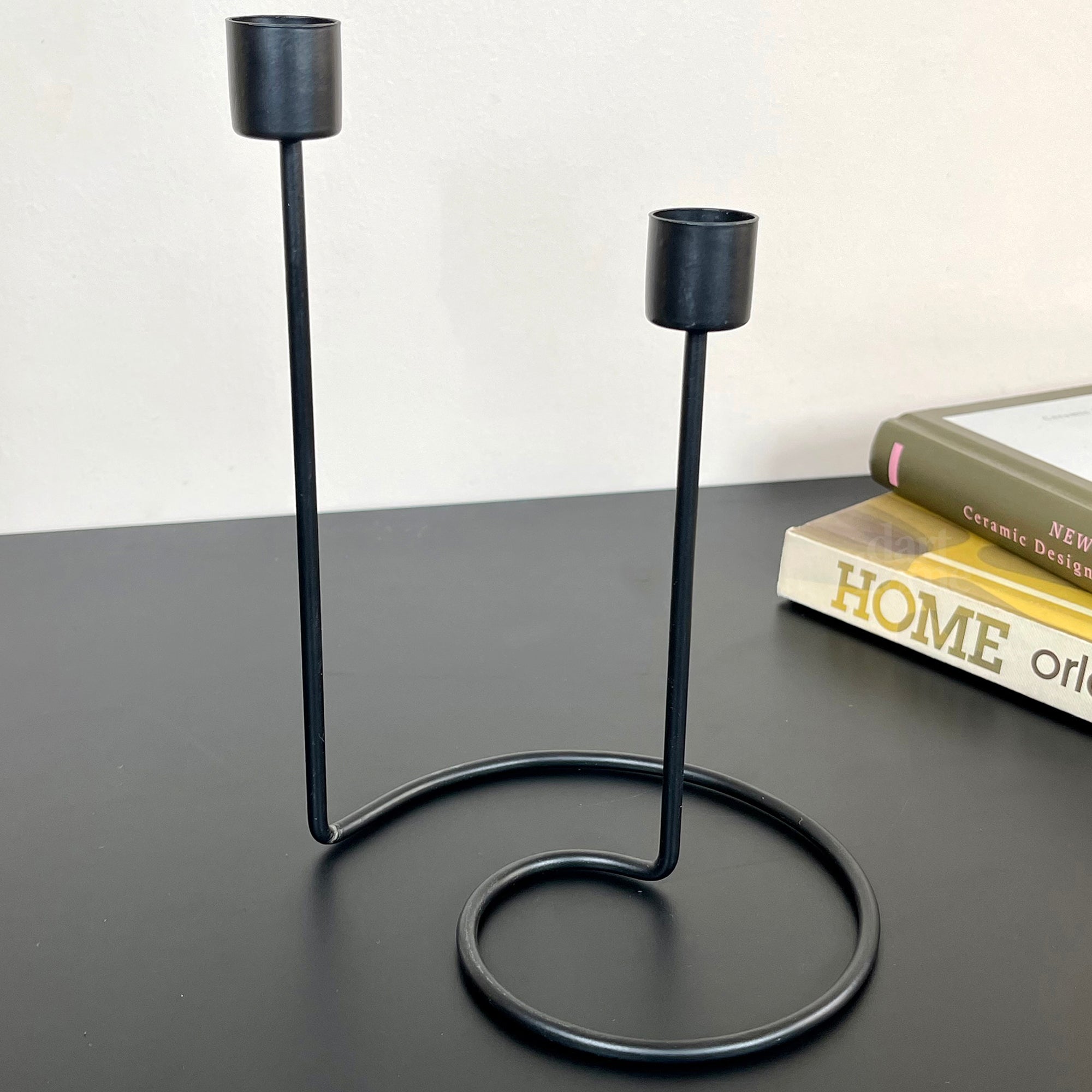 Black Spiral Double Candlestick Holder