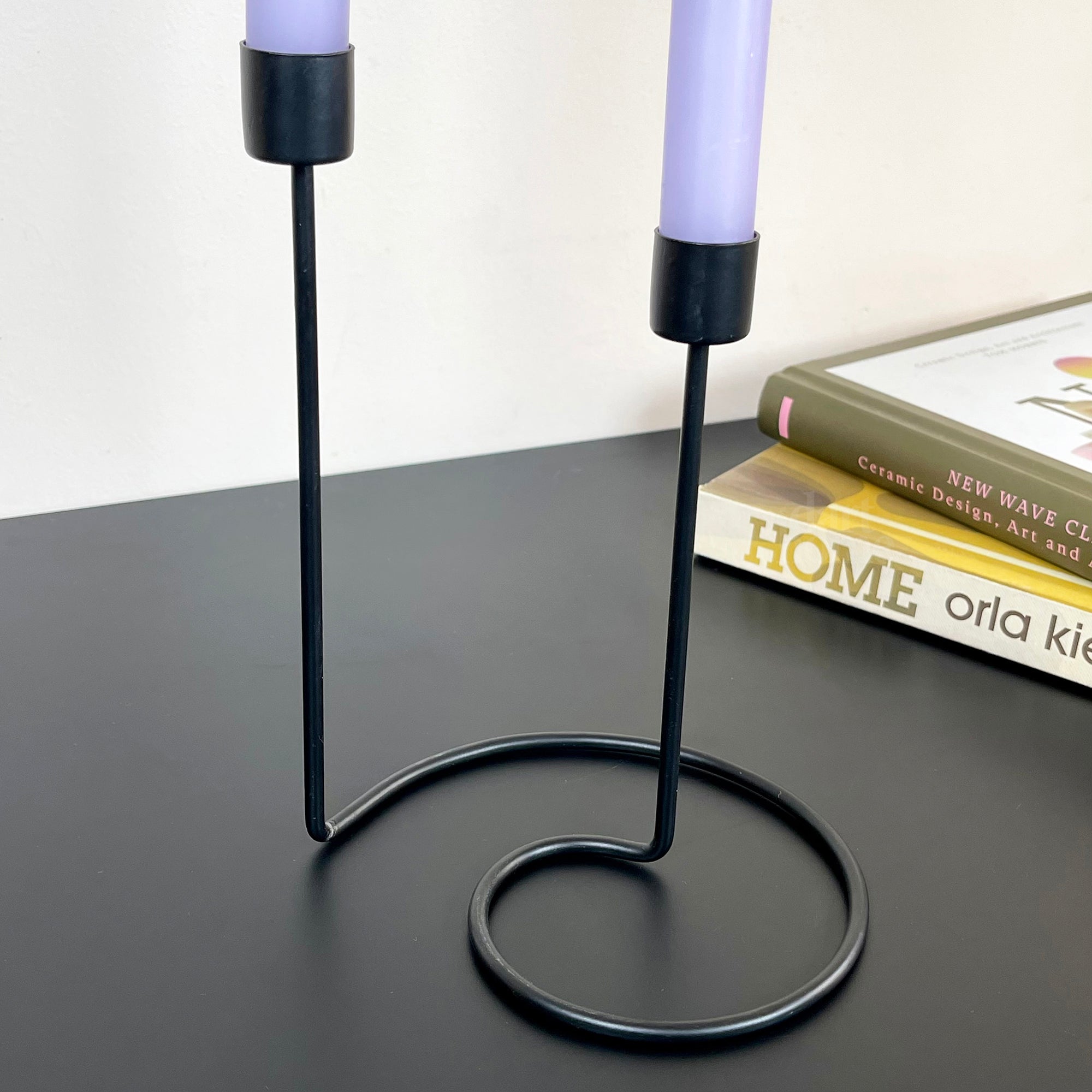 Black Spiral Double Candlestick Holder
