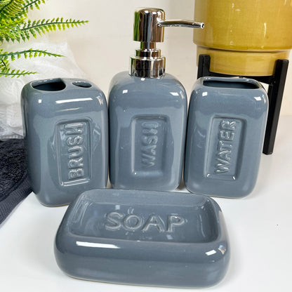 4 Piece Stadium Bathroom Accessory Set - Navy Blue