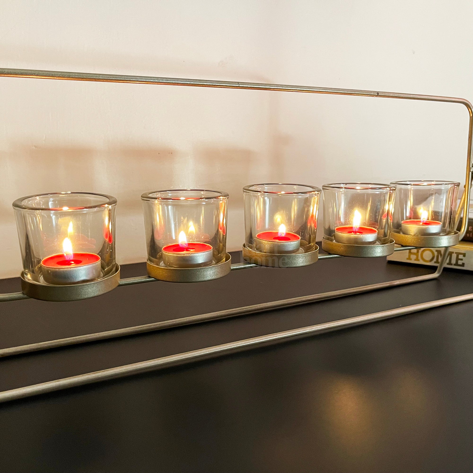 Goldfarbenes Multi-Hurricane-Kerzenhalter-Set