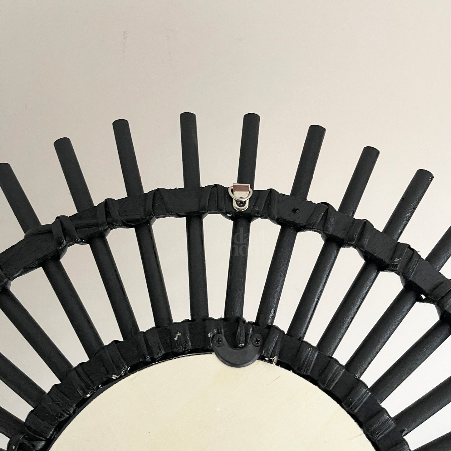 Black Rattan Mirror 50cm