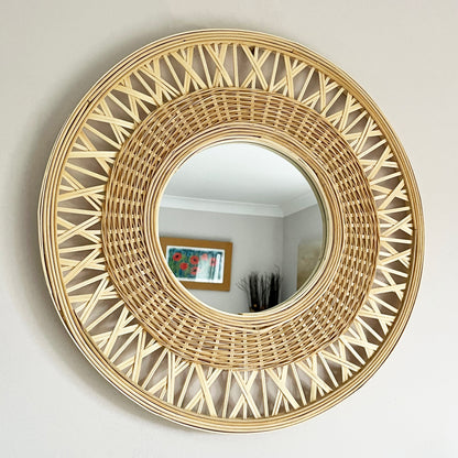 Round Natural Bamboo Mirror 56cm