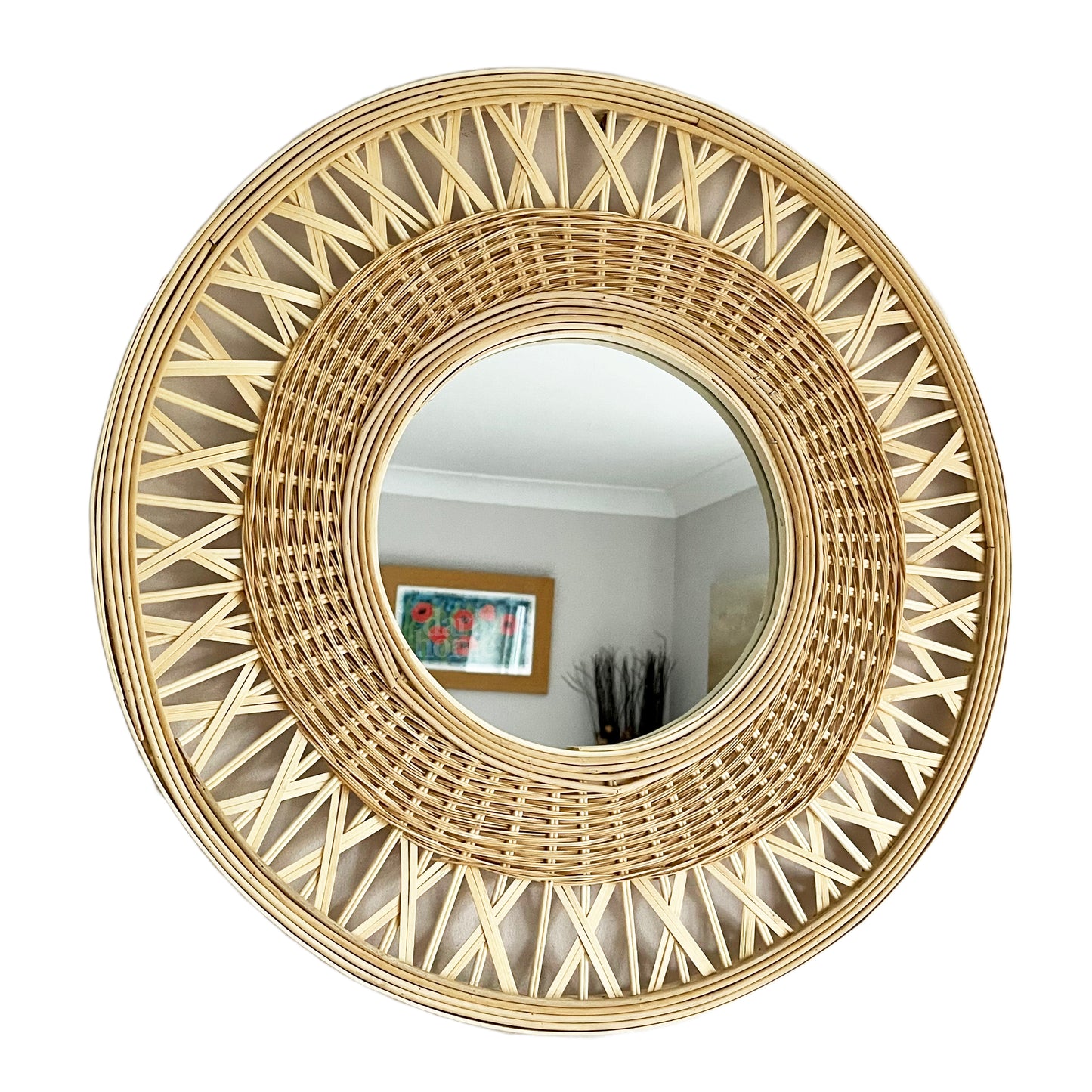 Round Natural Bamboo Mirror 56cm