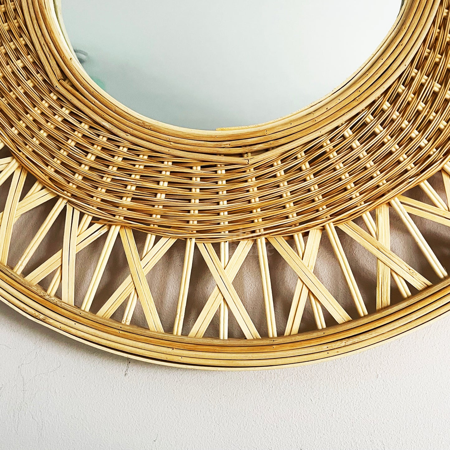 Round Natural Bamboo Mirror 56cm