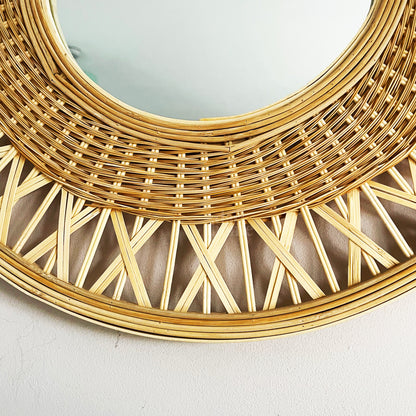 Round Natural Bamboo Mirror 56cm