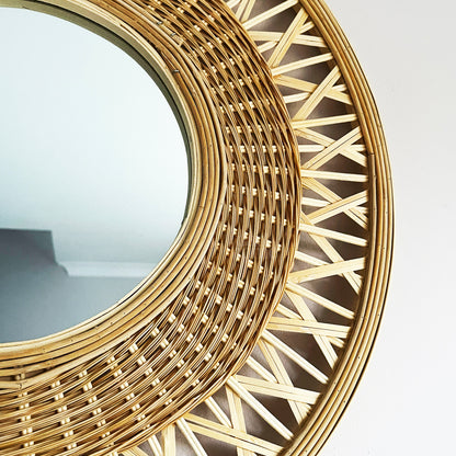 Round Natural Bamboo Mirror 56cm