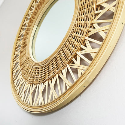 Round Natural Bamboo Mirror 56cm