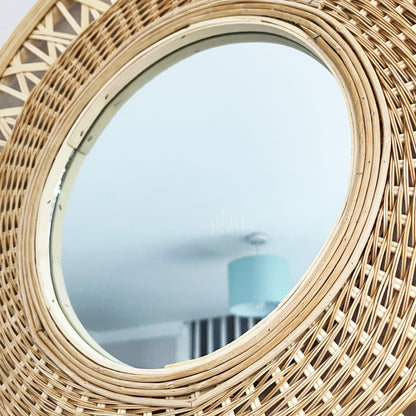 Round Natural Bamboo Mirror 56cm