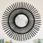 Black Rattan Mirror 80cm