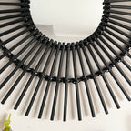 Black Rattan Mirror 80cm