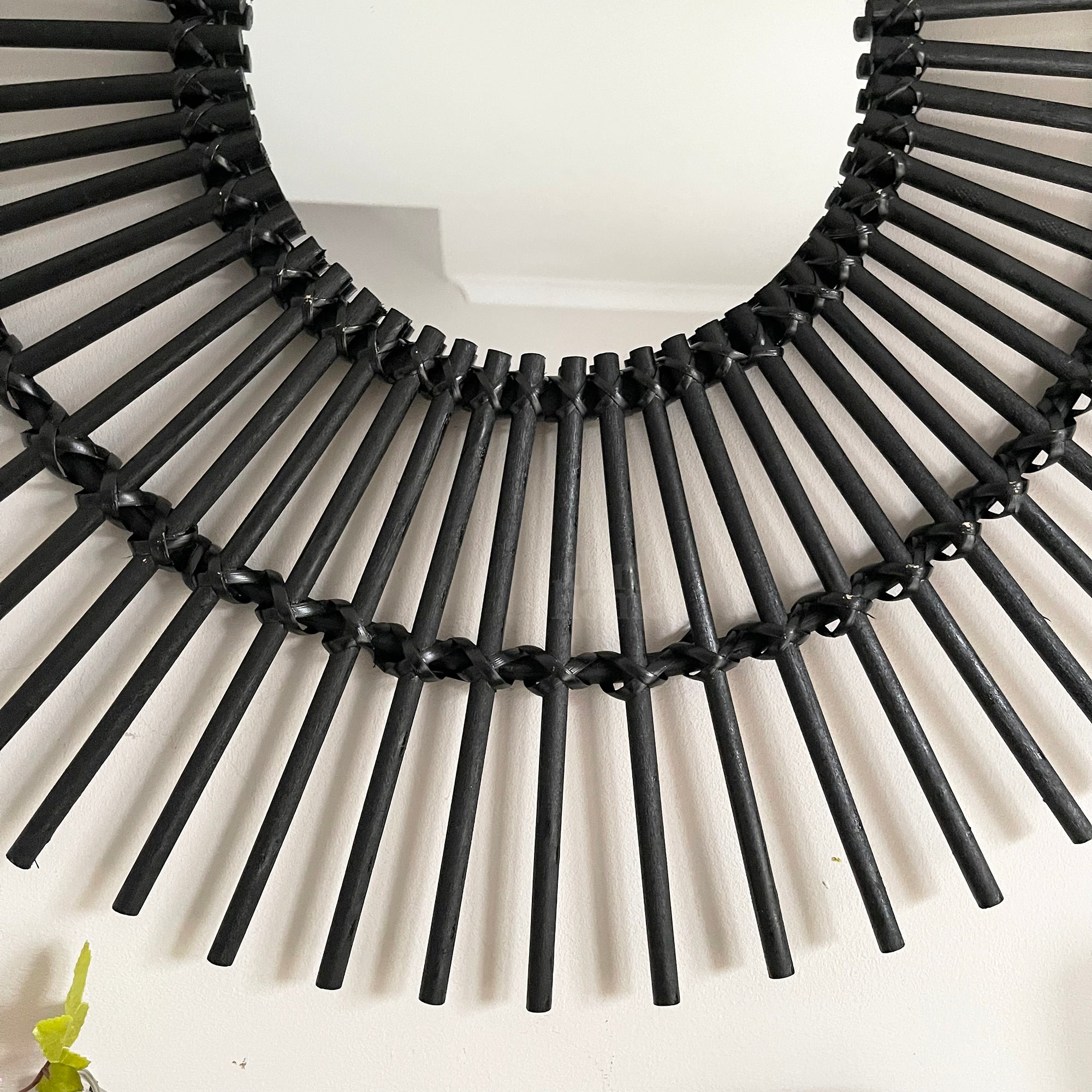 Black Rattan Mirror 80cm