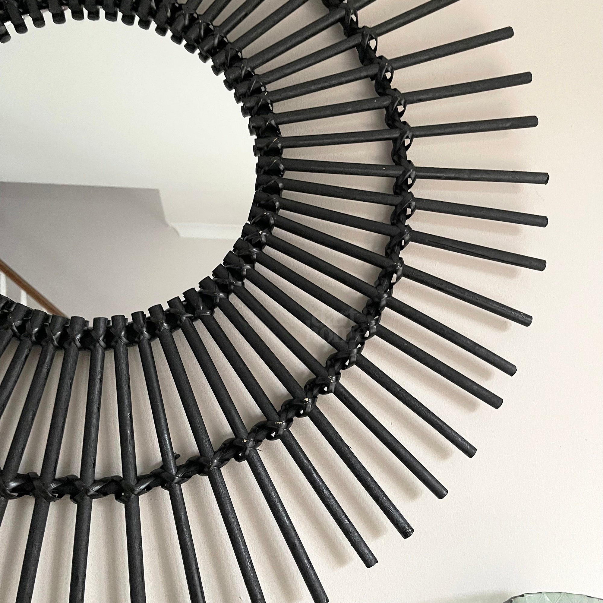 Black Rattan Mirror 80cm