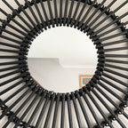 Black Rattan Mirror 80cm