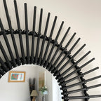Black Rattan Mirror 80cm