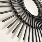 Black Rattan Mirror 80cm