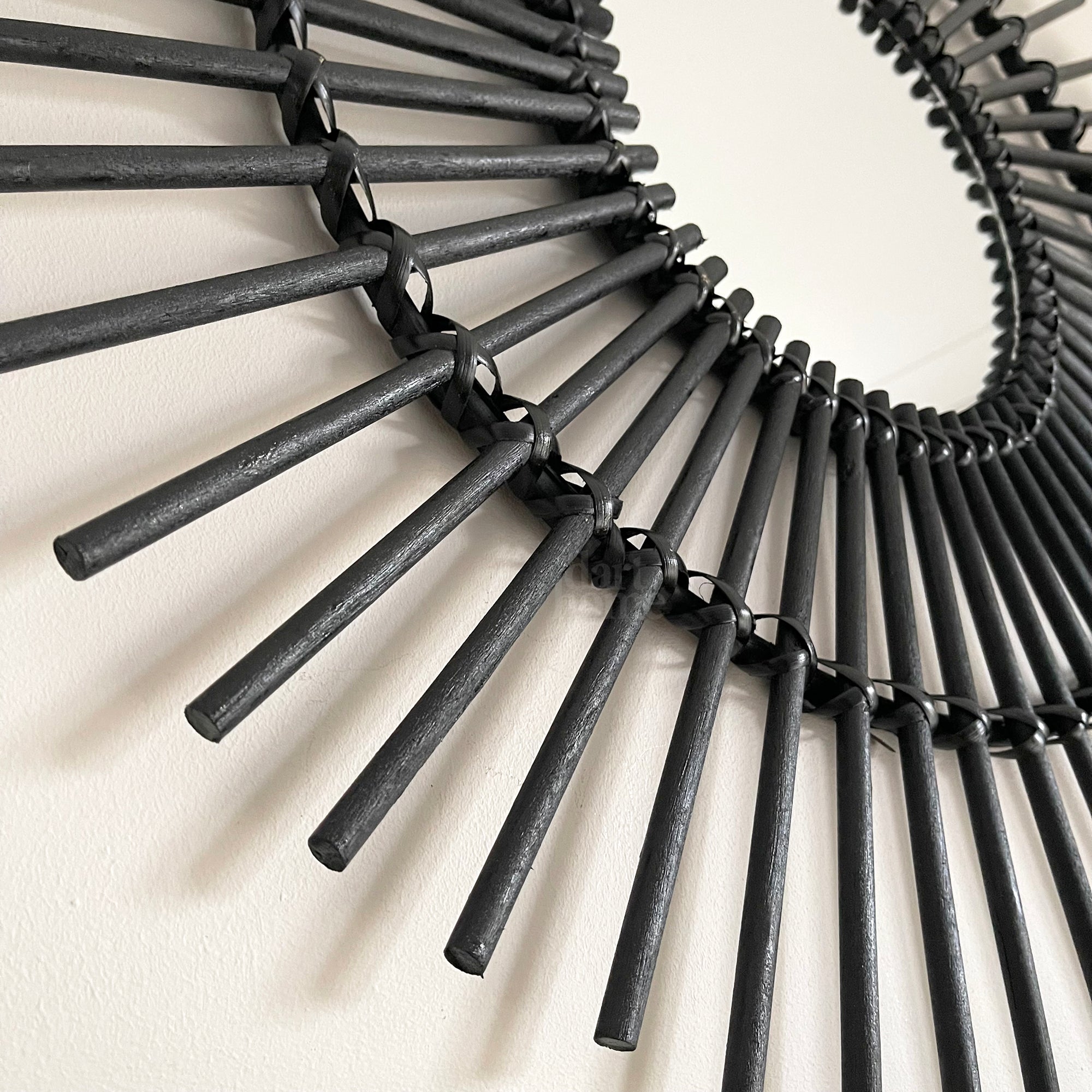 Black Rattan Mirror 80cm