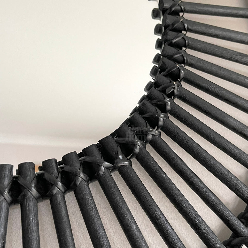 Black Rattan Mirror 80cm