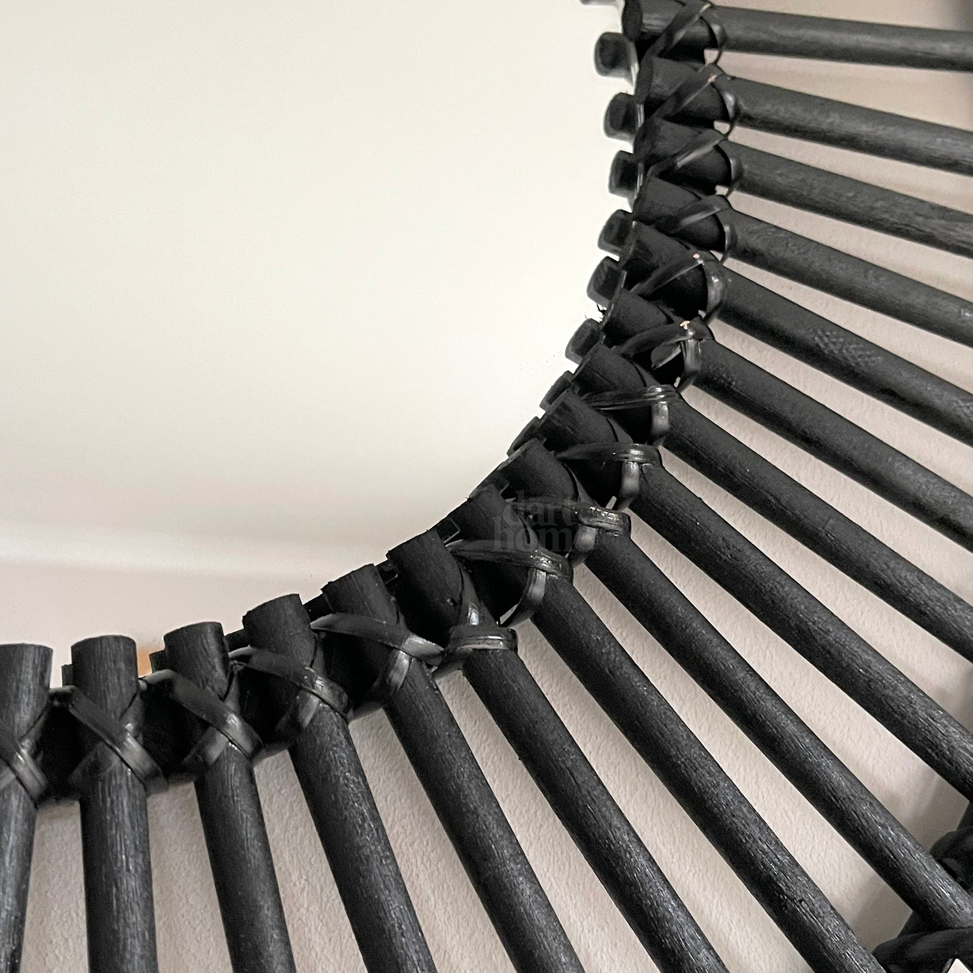 Black Rattan Mirror 80cm