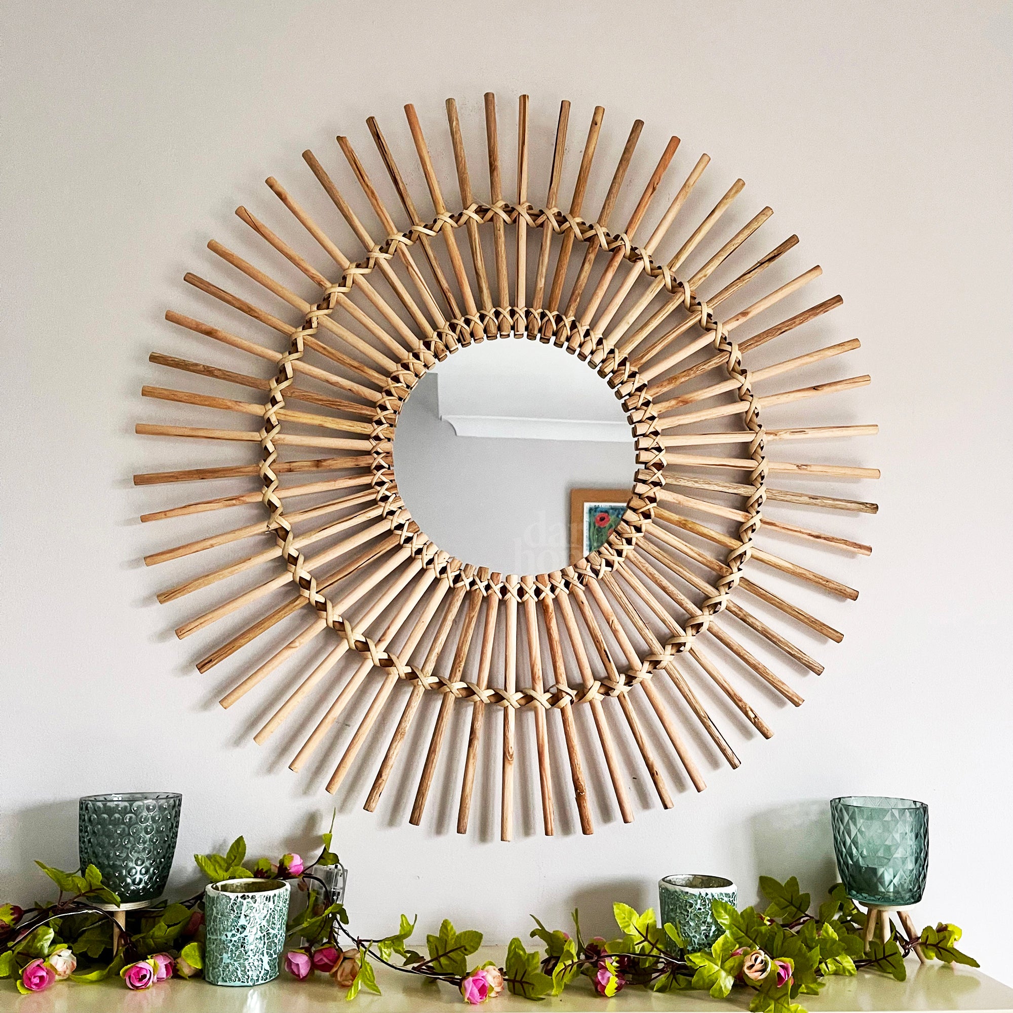 Natürlicher Rattanspiegel 80 cm