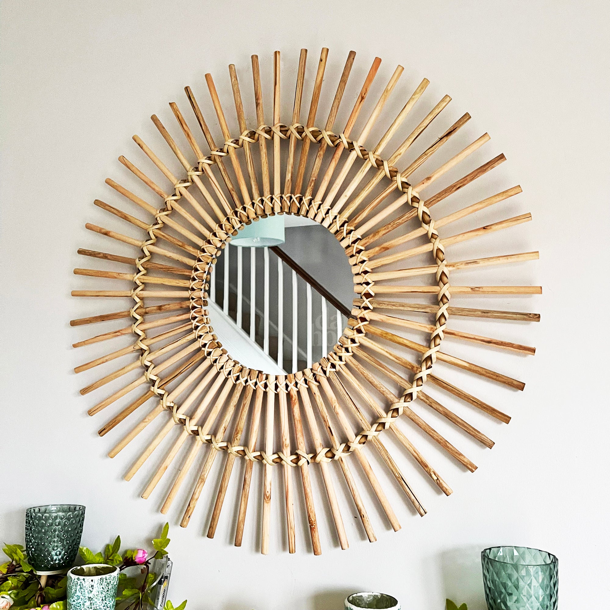 Natürlicher Rattanspiegel 80 cm