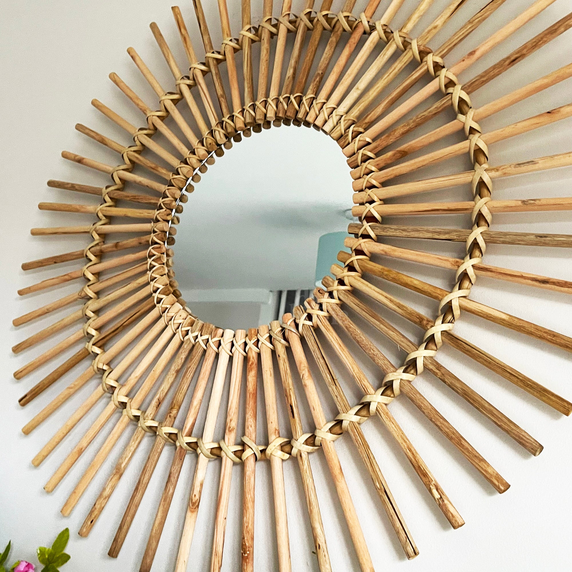 Natürlicher Rattanspiegel 80 cm
