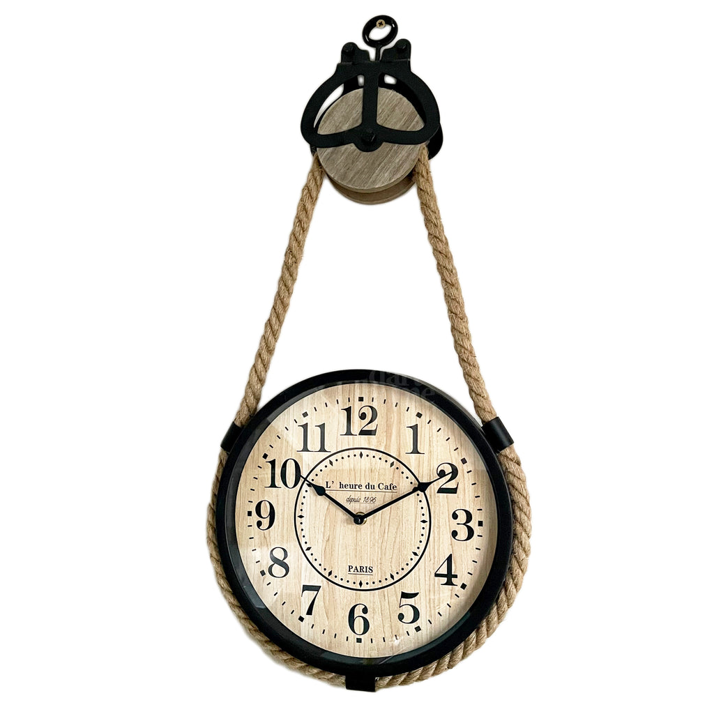 Darthome Hanging Clock On Rope Pulley 33x70x4cm
