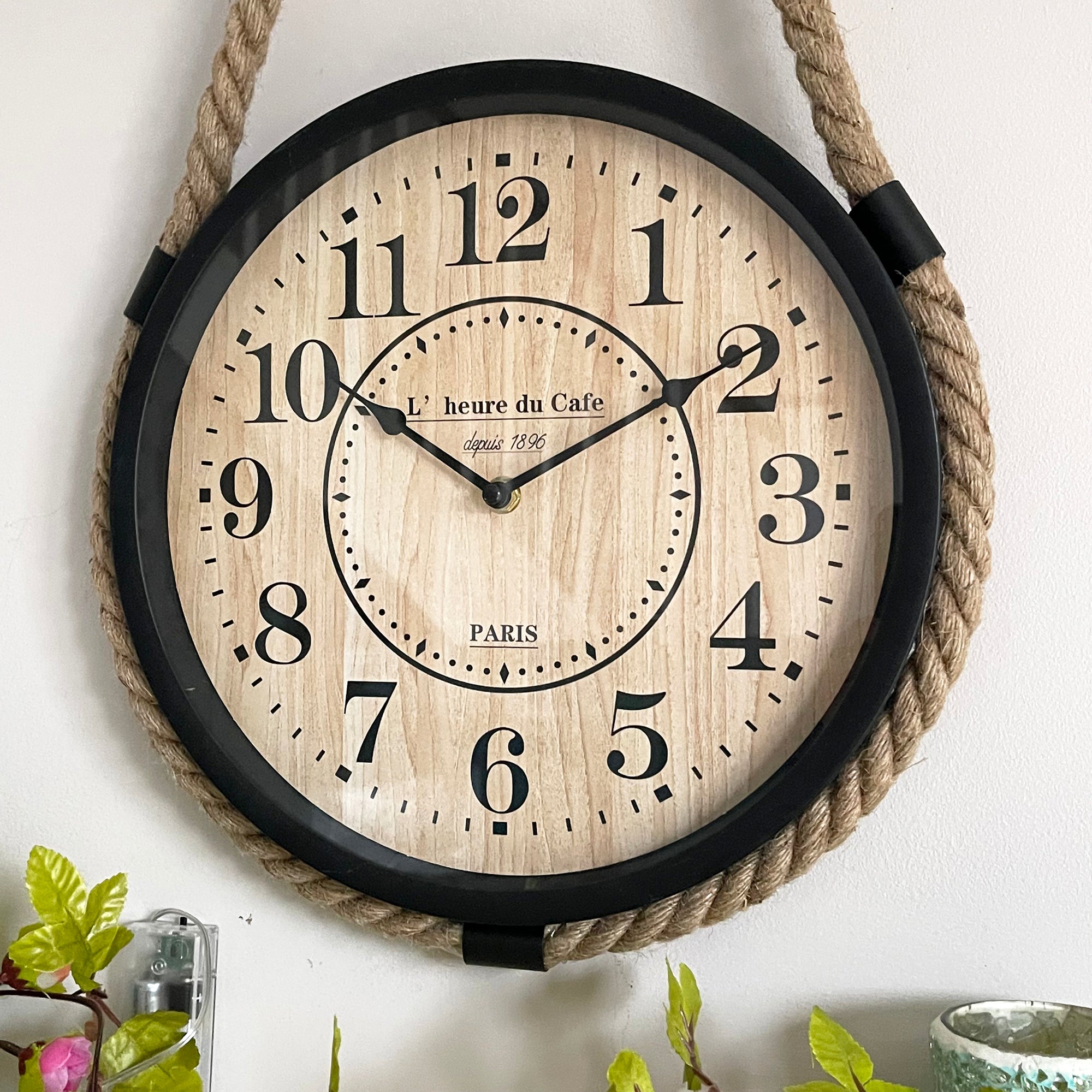 Darthome Hanging Clock On Rope Pulley 33x70x4cm β Darthome Limited