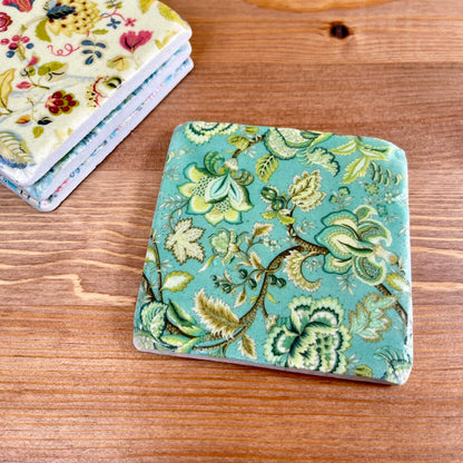 Set Of 4 Floral Ceramic Coasters