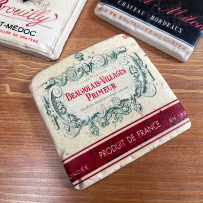 Set Of 4 Wine Label Ceramic Coasters