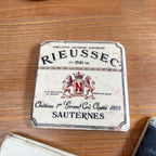 Set mit 4 Weinetiketten-Keramikuntersetzern