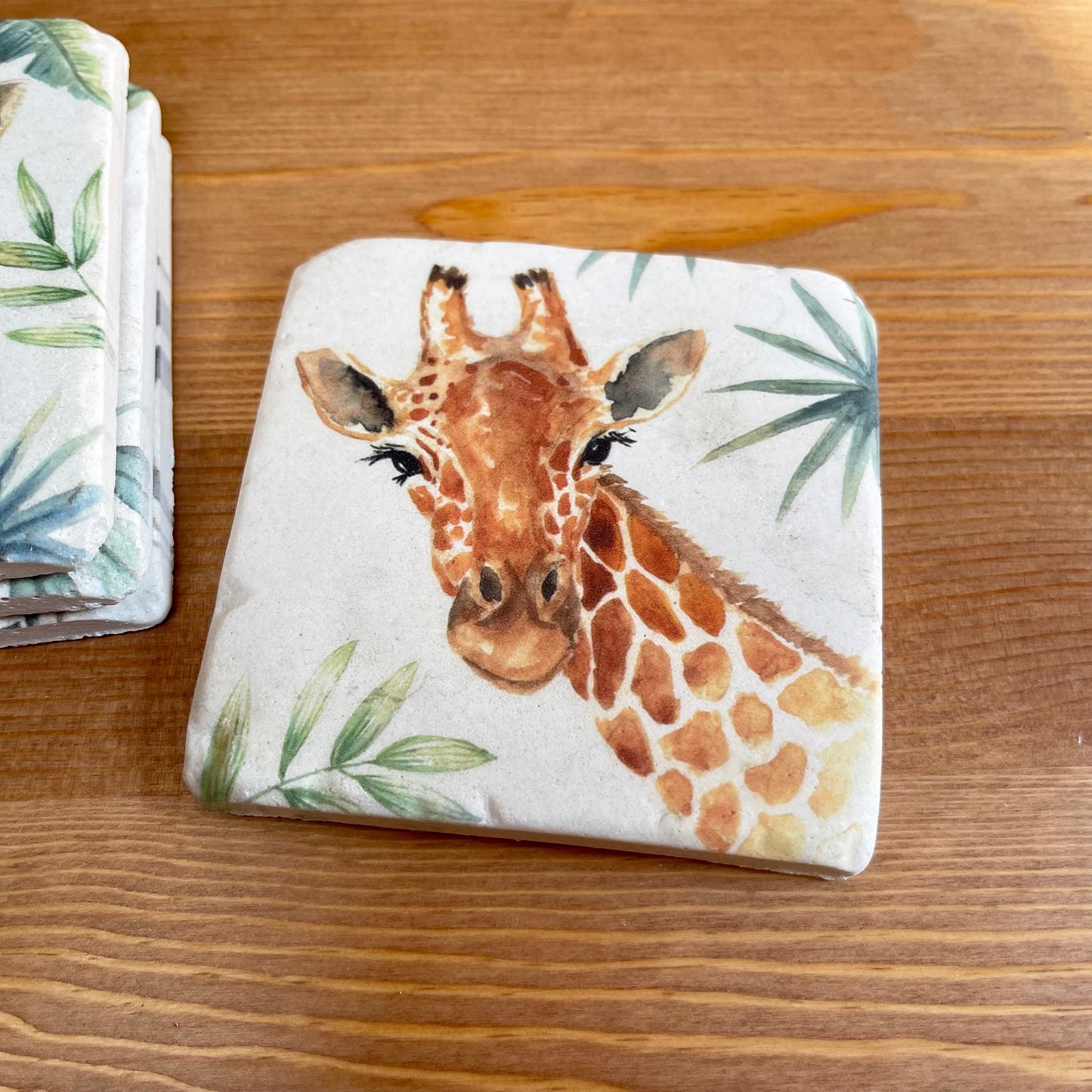 Set Of 4 Giraffe & Zebra Safari Coasters