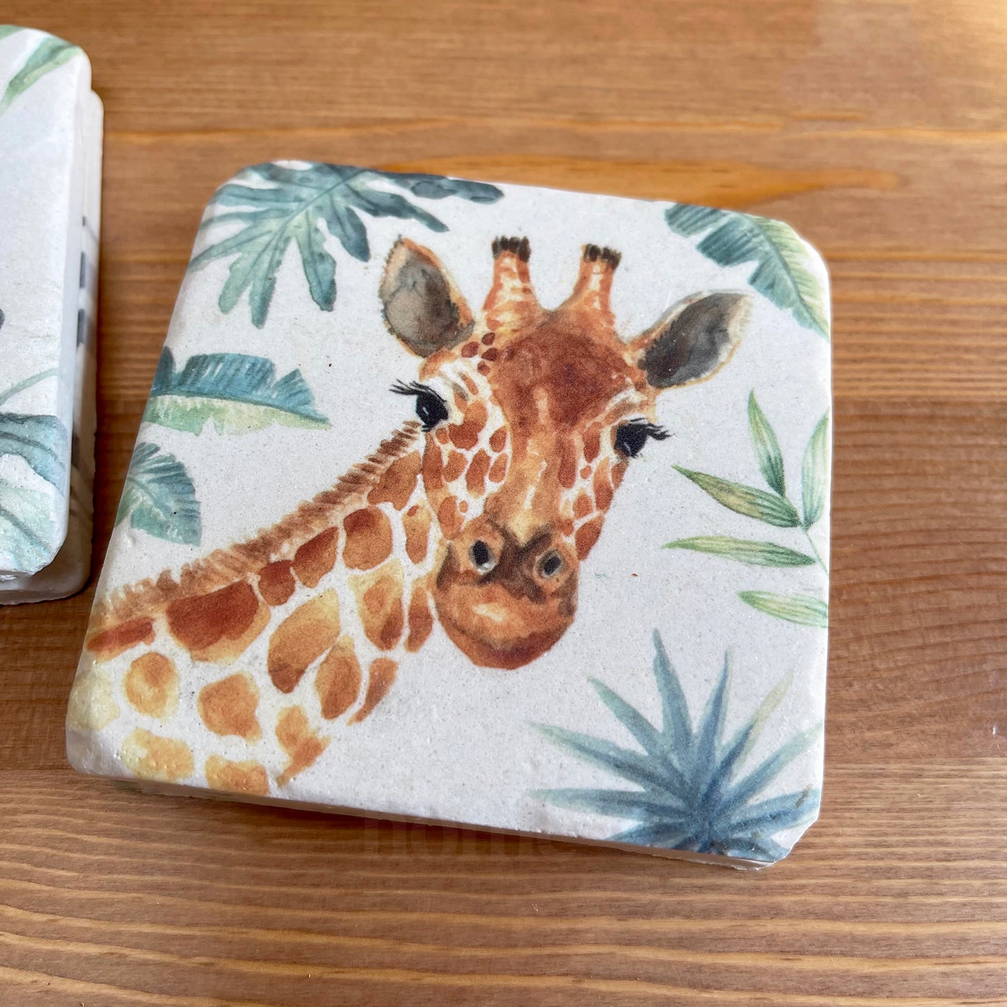 Set Of 4 Giraffe & Zebra Safari Coasters