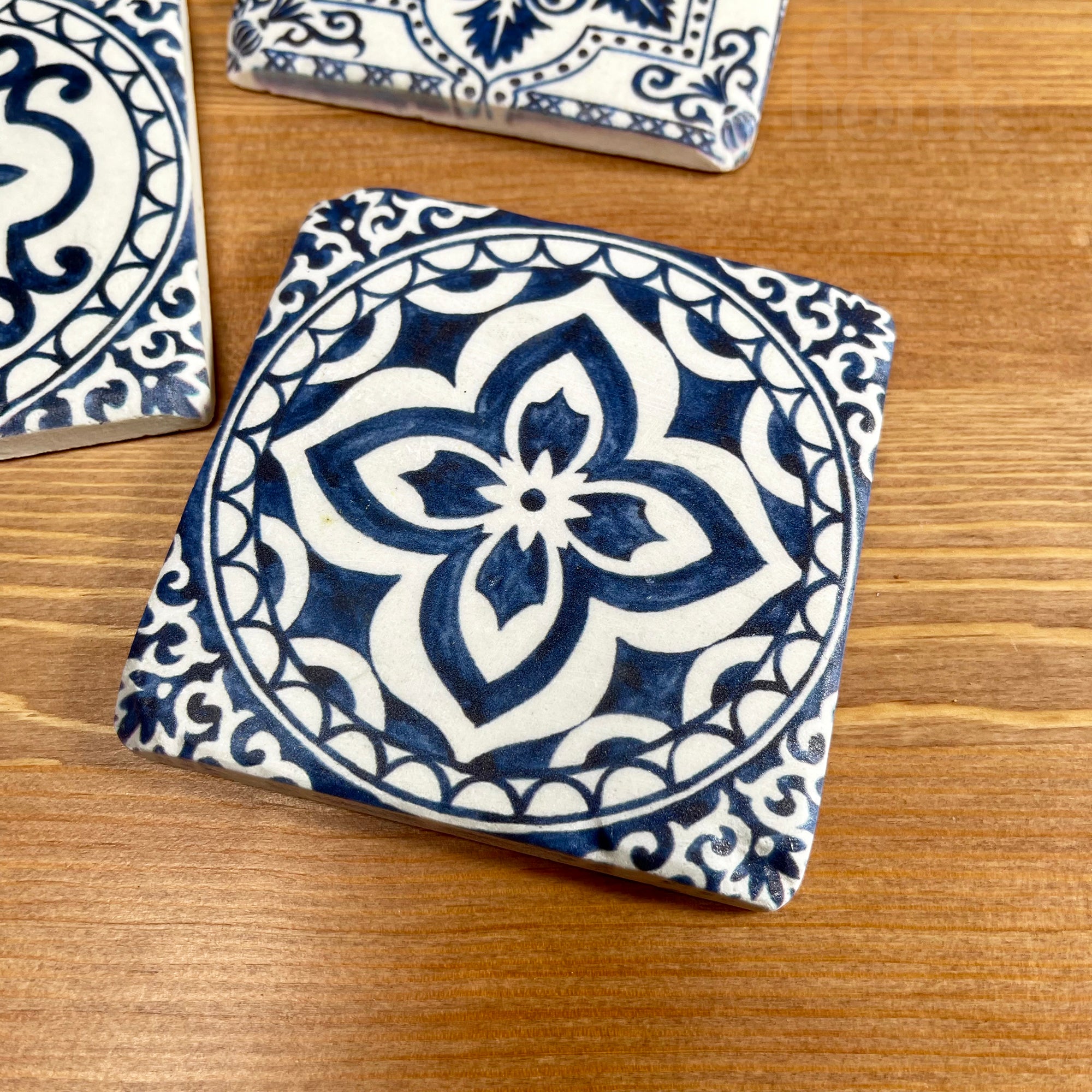 Blue and deals white coasters