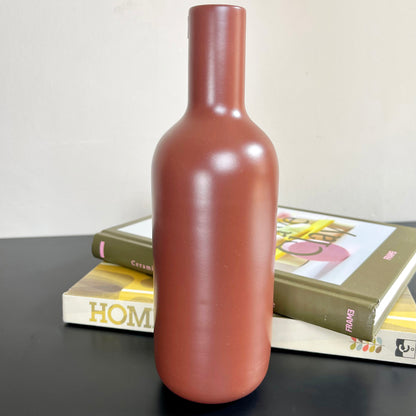 Nordic Oxide Red Ceramic Bottle Vase