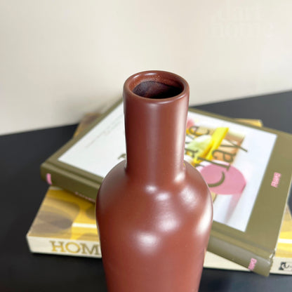 Nordic Oxide Red Ceramic Bottle Vase