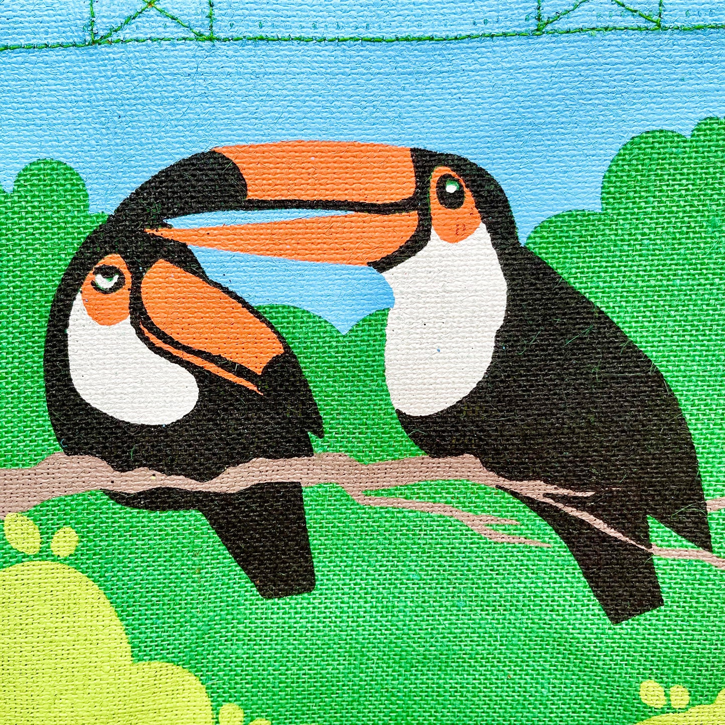 Toucan Couple Jute Hessian Eco Friendly Shopping Bag