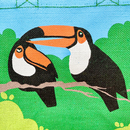 Toucan Couple Jute Hessian Eco Friendly Shopping Bag