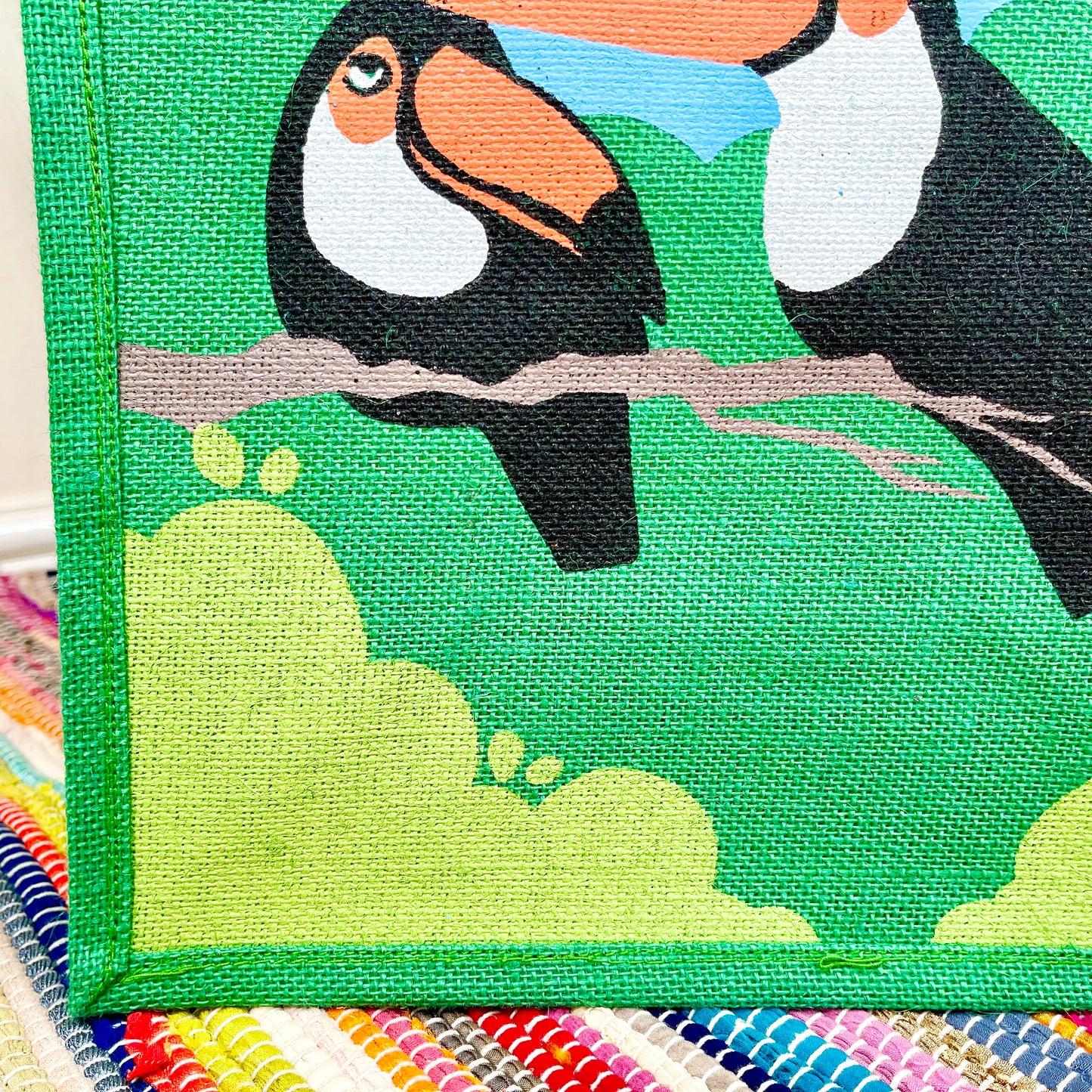 Toucan Couple Jute Hessian Eco Friendly Shopping Bag