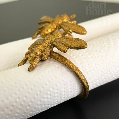 Gold Queen Bee Napkin Ring Set Of 2