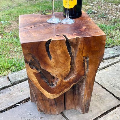 Square Teak Root Block Table