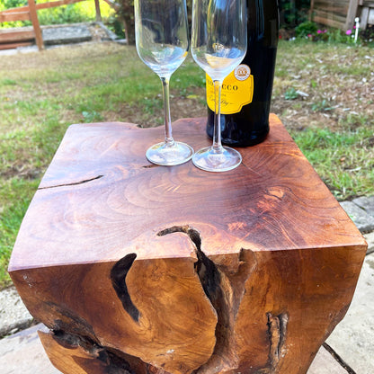 Square Teak Root Block Table