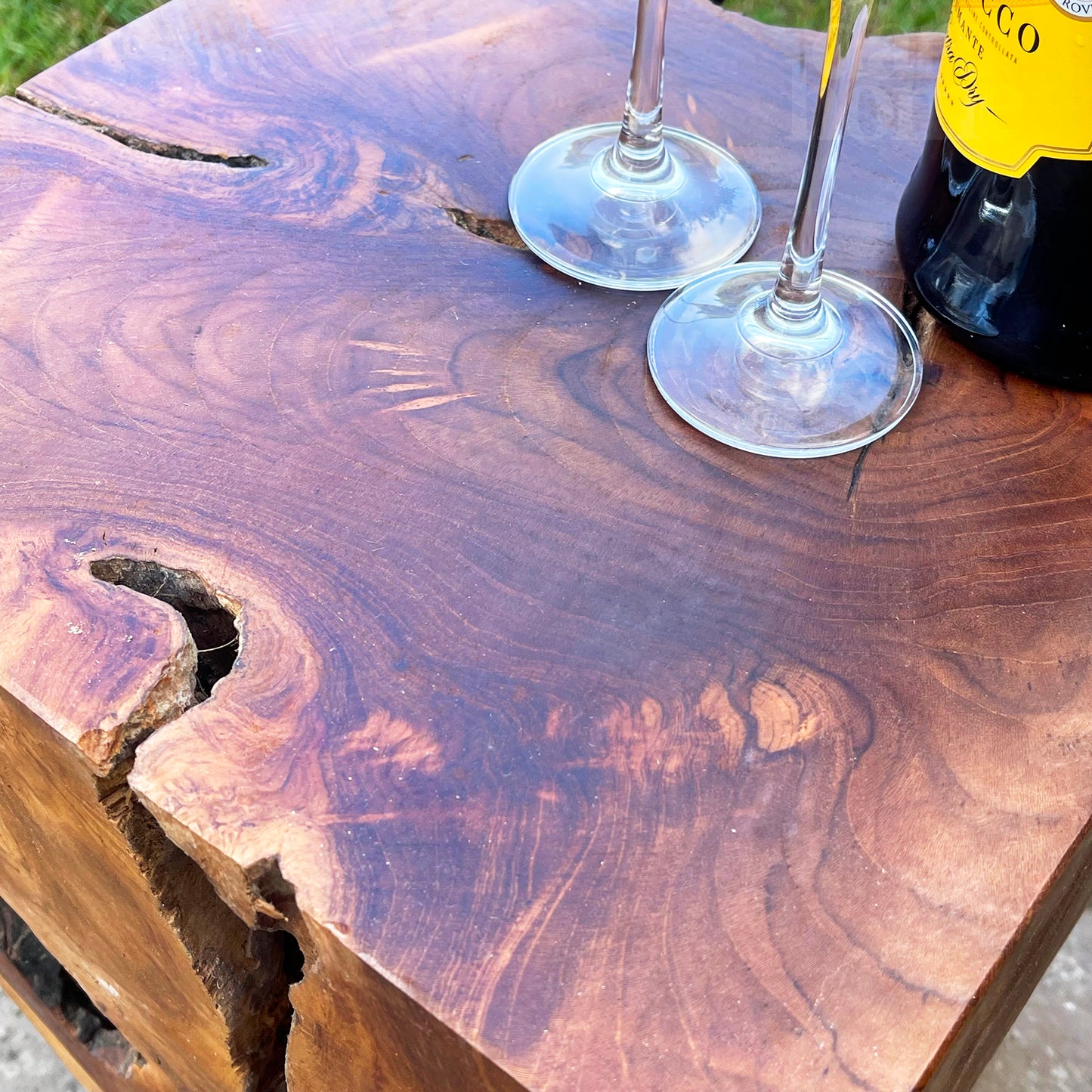 Square Teak Root Block Table