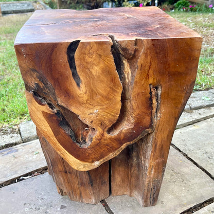 Square Teak Root Block Table