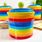 3x Rainbow Ceramic Kitchen Storage Canister Set 15cm
