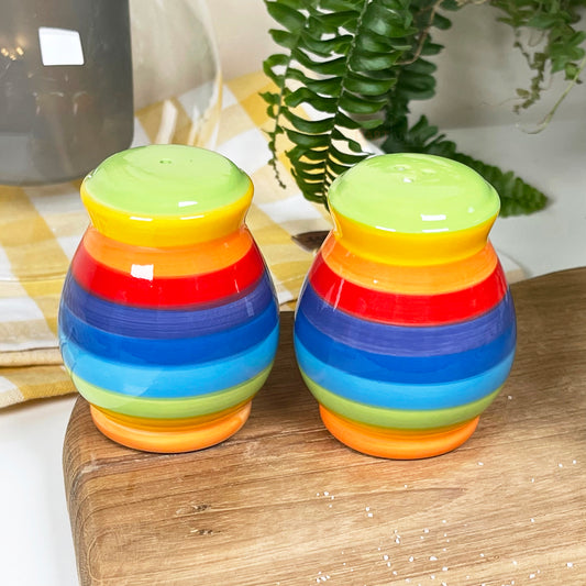 Ceramic Rainbow Salt & Pepper Shaker Set