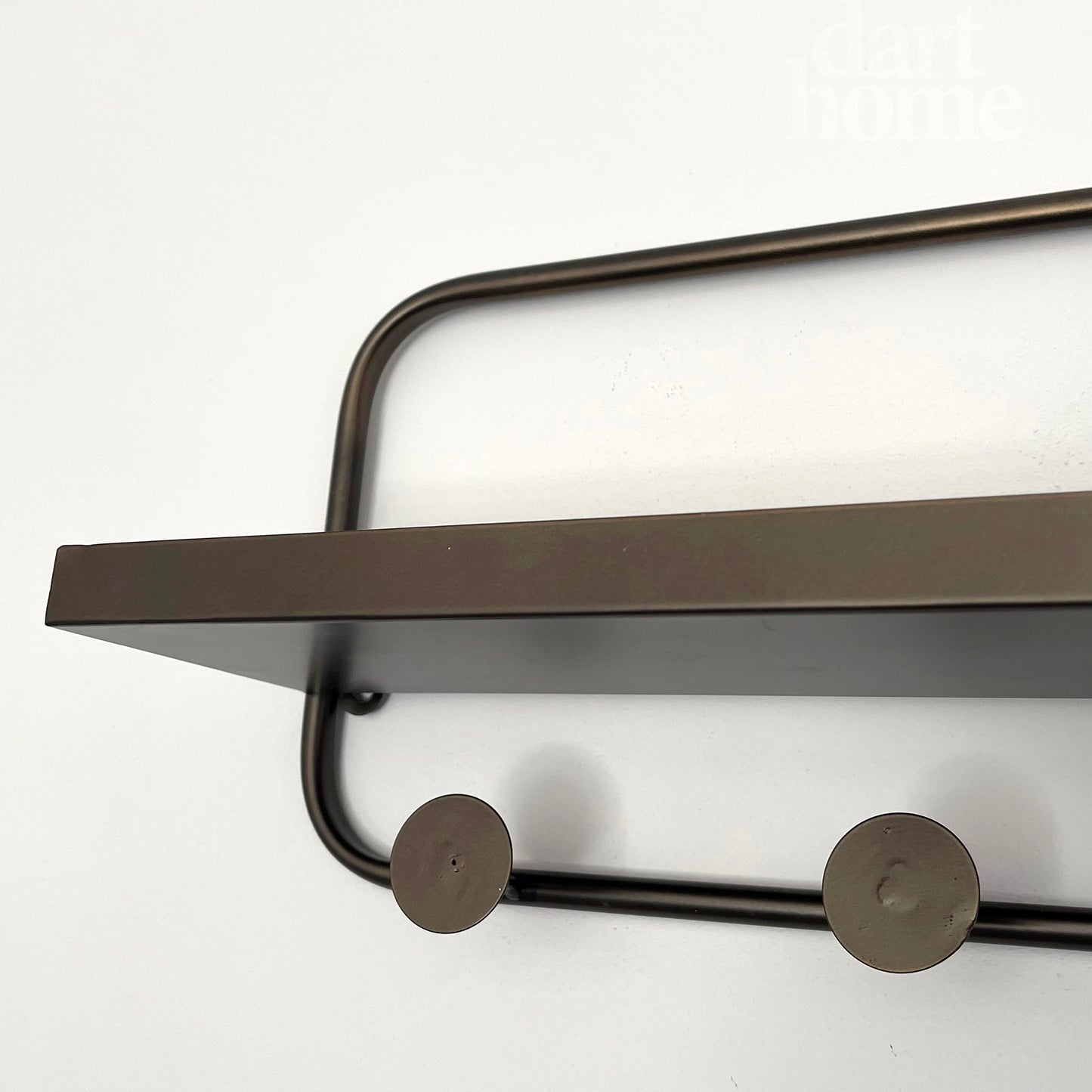 Copper Metal Wall Shelf With Hooks